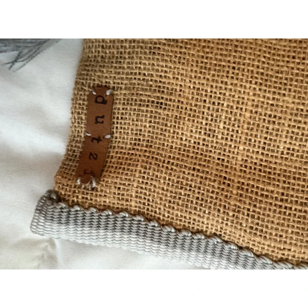 Dutzi Burlap And Leather Zip Boho Handmade‎ Clutch Pouch